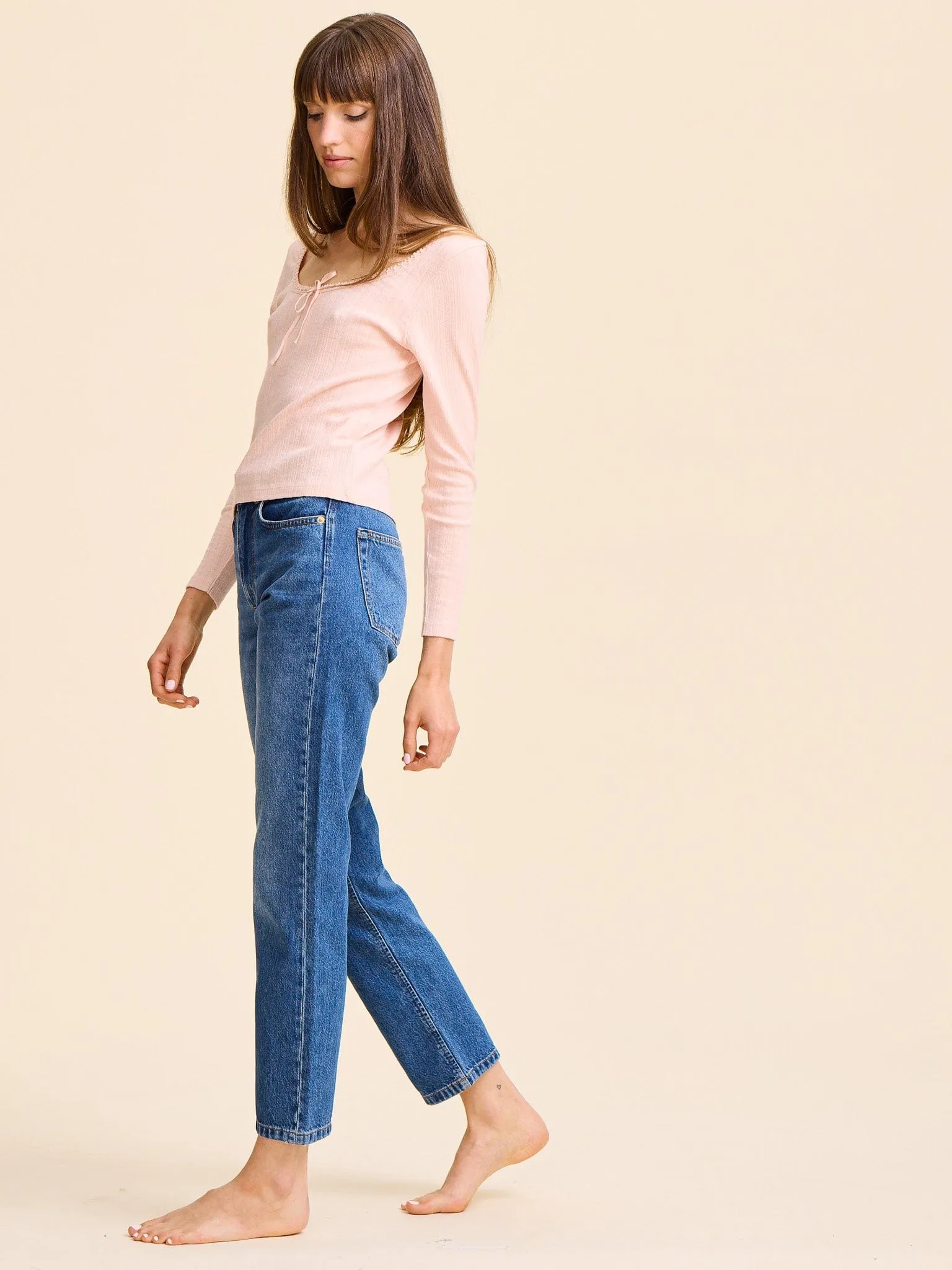 Minimalist Styling Sally Pointelle Tee in Spanish Villa