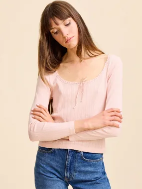 Ventilated Mesh Panels FrenchTerryTexture Sally Pointelle Tee in Spanish Villa