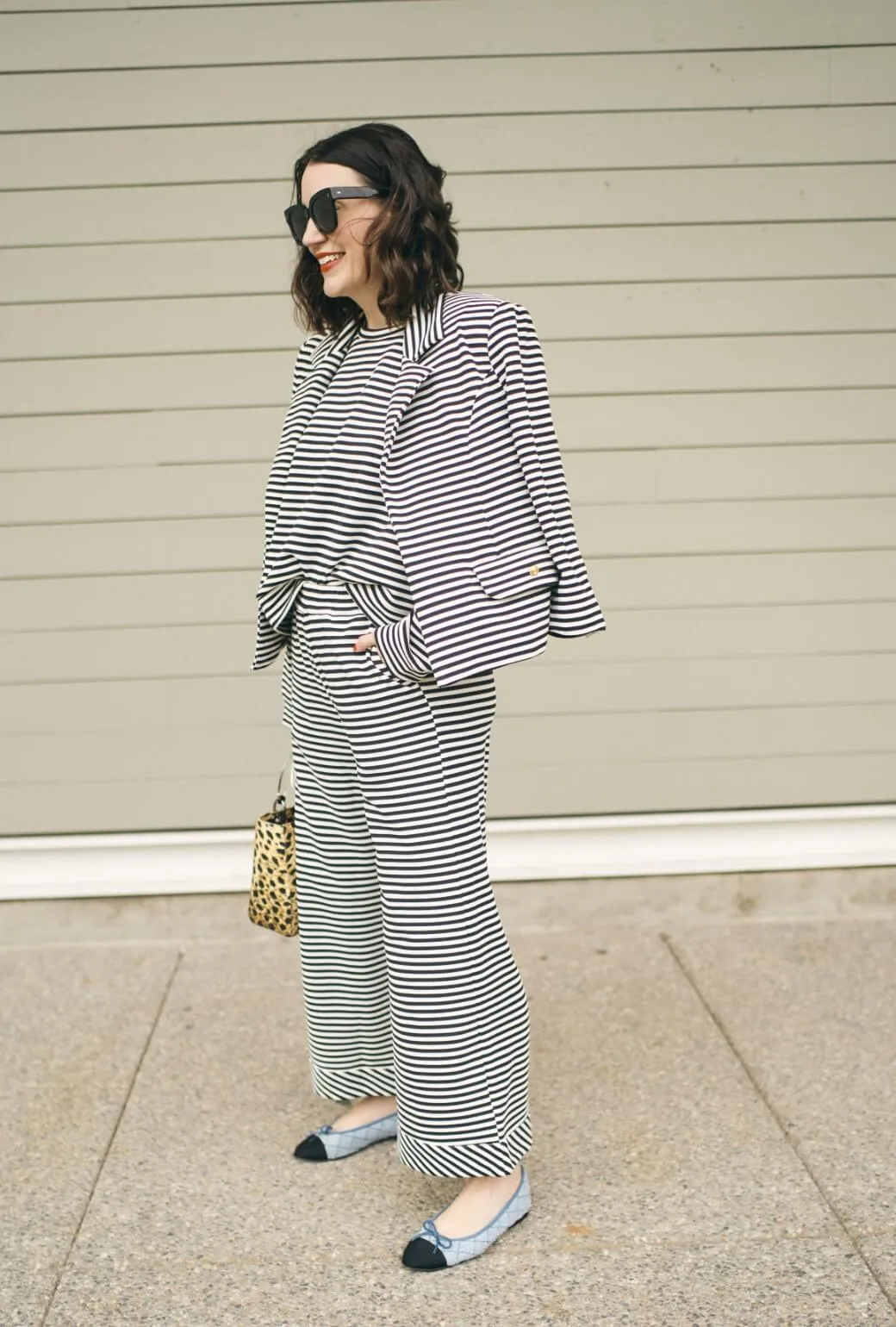 SAMPLE - BURU x Val Wide Leg Knit Trouser - Stripe Knit Seamless Technology