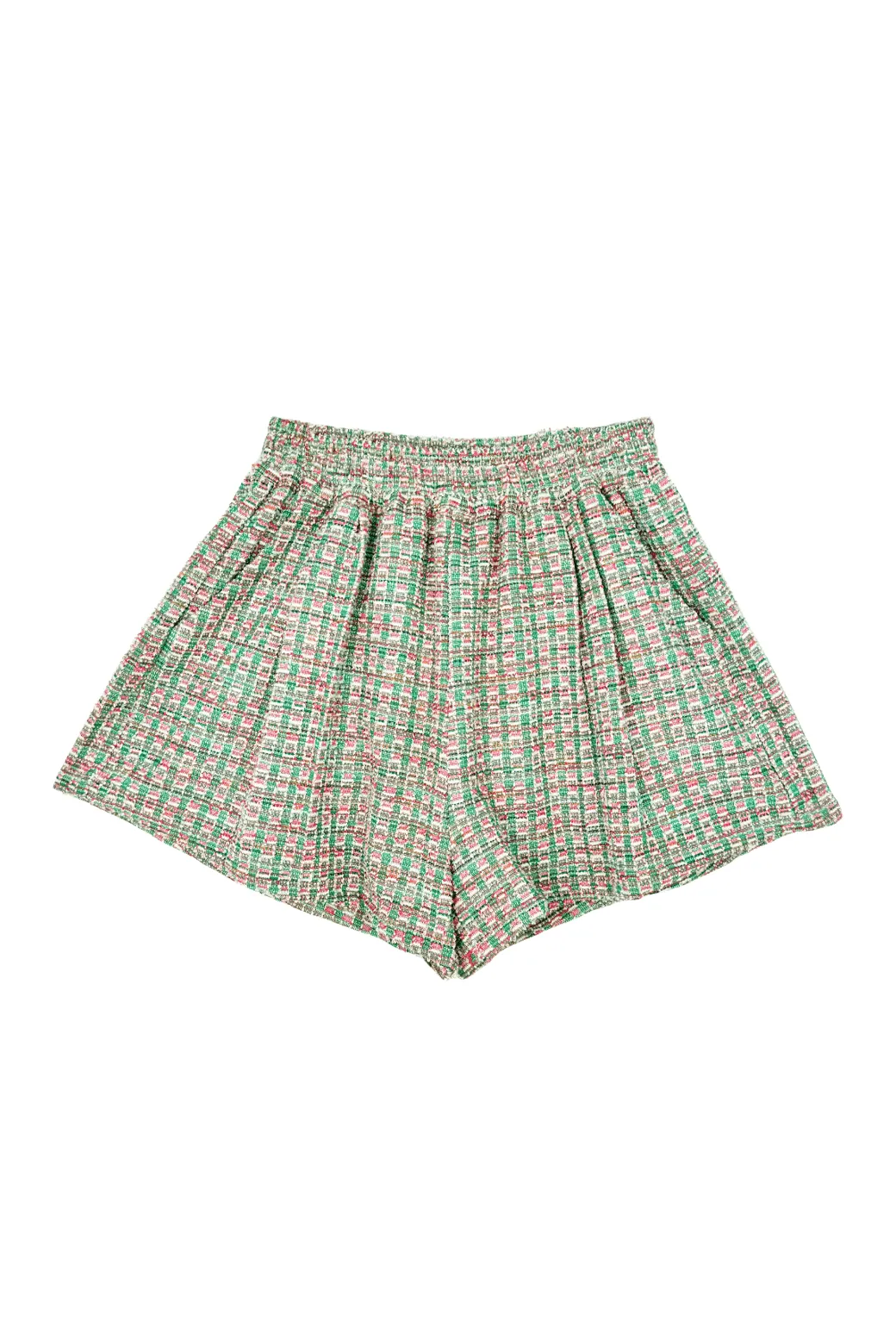Comfort Fit SAMPLE - Everyday Shorts - Green and Pink Plaid Knit