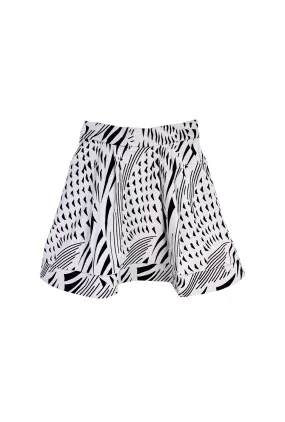 ErgonomicStitching Flared bottom SAMPLE- Flat Front Everyday MINI Skirt  - Abstract White