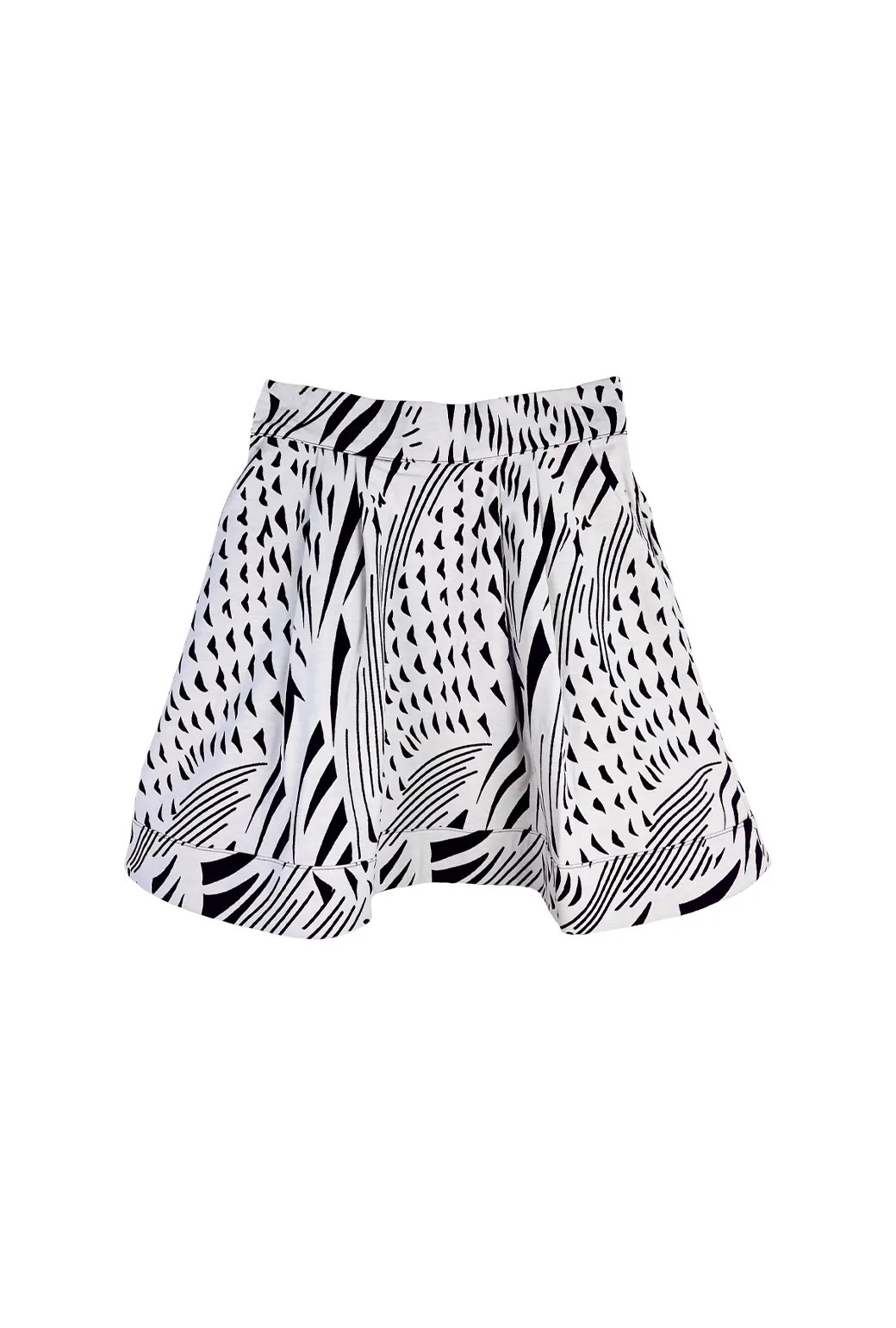 ErgonomicStitching Flared bottom SAMPLE- Flat Front Everyday MINI Skirt  - Abstract White