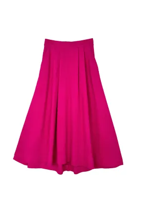 TailoredSilhouette LowProfileTopstitching SAMPLE - Flat Front Everyday Skirt - Fuschia Dot