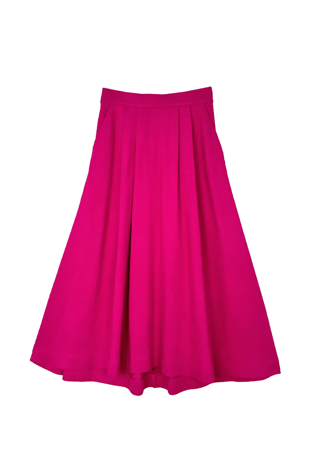 TailoredSilhouette LowProfileTopstitching SAMPLE - Flat Front Everyday Skirt - Fuschia Dot