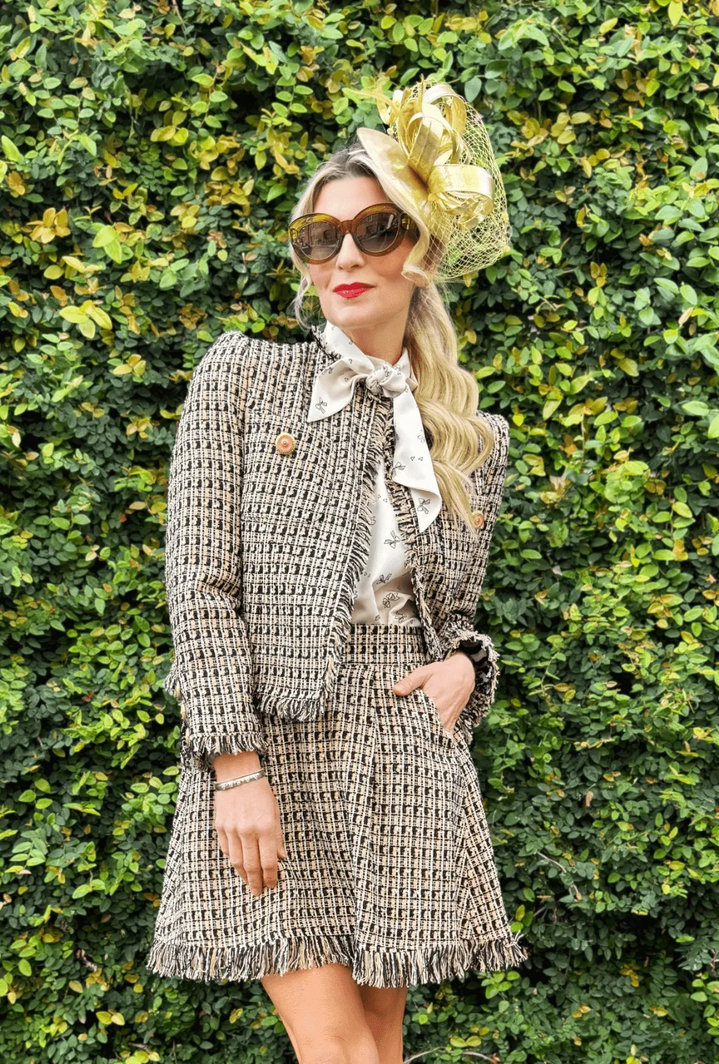 slim fit SAMPLE - Fringed MINI Skirt - Black & Blush Tweed