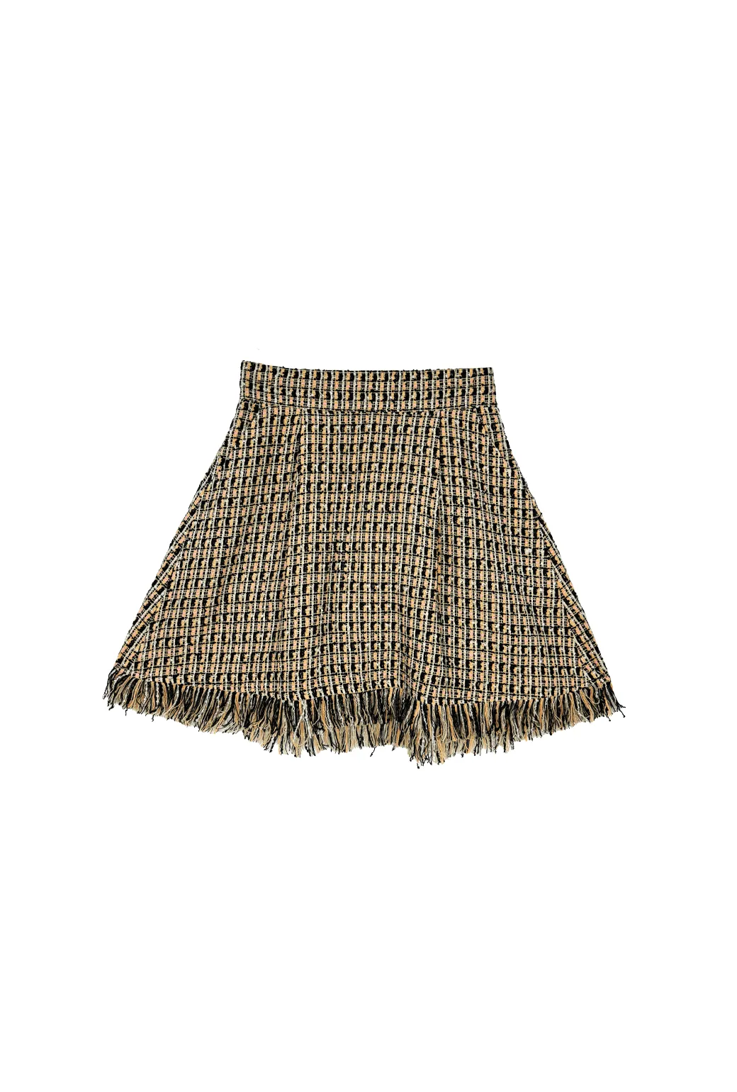 SAMPLE - Fringed MINI Skirt - Black & Blush Tweed Odor Resistant Urban Flex