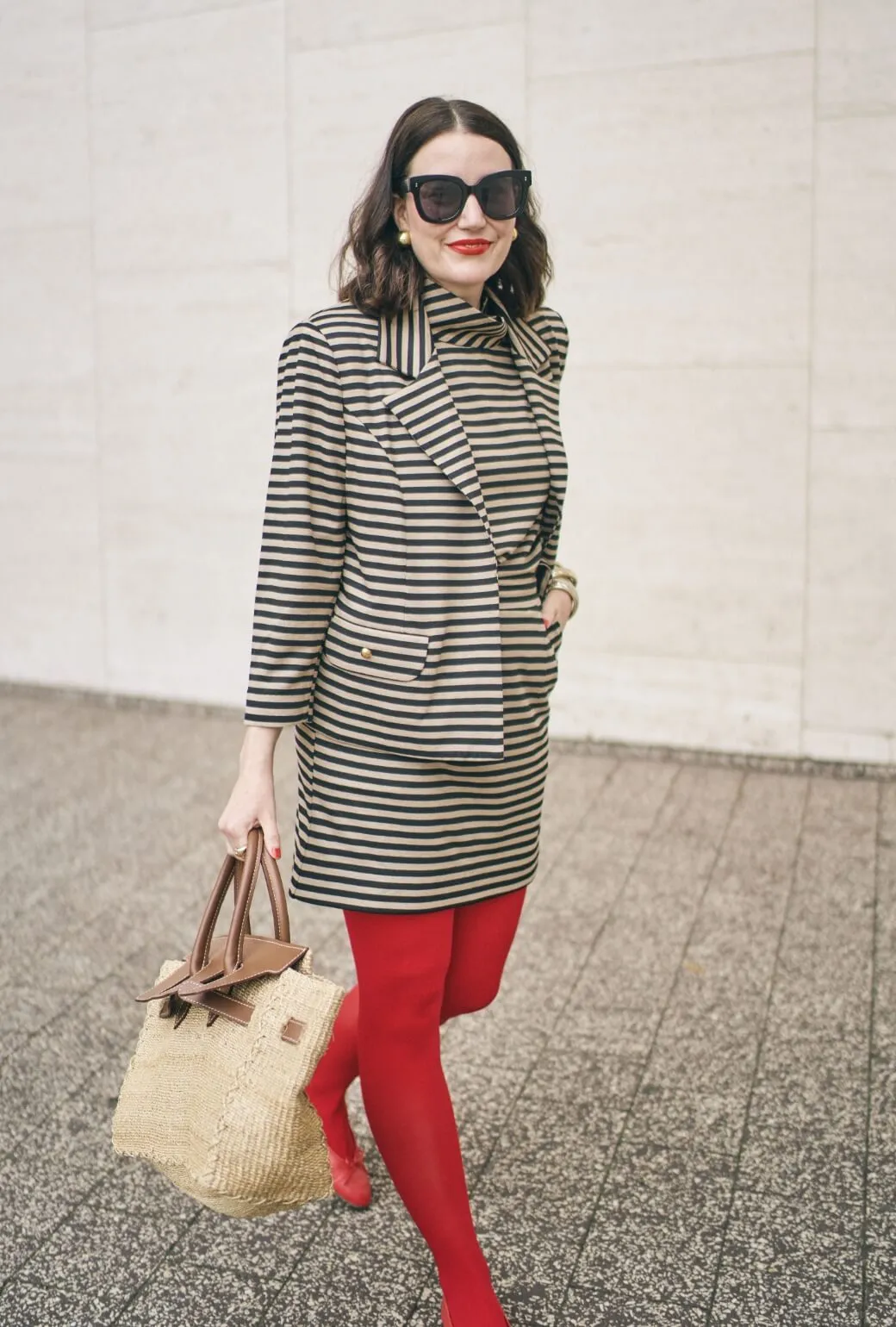 SAMPLE - Maggie Mini - Taupe & Navy Knit AdjustableTabs