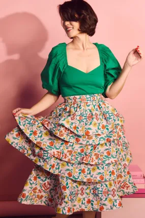 SAMPLE - MIDI Teagan Skirt - Spring Floral Non Clip Water-resistant