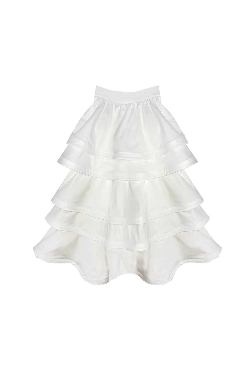Modern Edge RecycledMaterial SAMPLE - MIDI Teagan Skirt -White Cotton Sateen