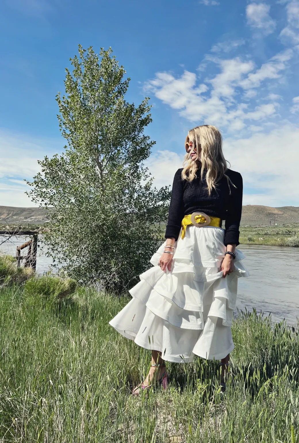 Soft Touch Seamless Technology SAMPLE - MIDI Teagan Skirt -White Cotton Sateen