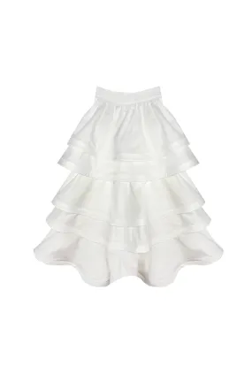 Modern Edge RecycledMaterial SAMPLE - MIDI Teagan Skirt -White Cotton Sateen