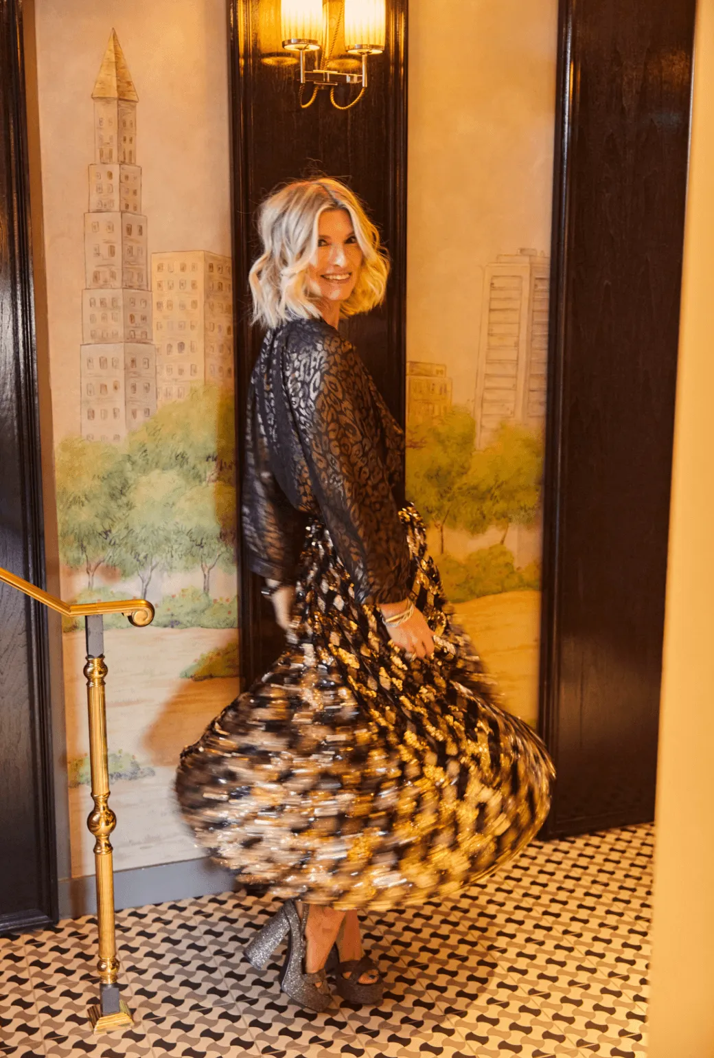 Durable Utility Non Restrictive Cut SAMPLE - Sequin Party Skirt - Black & Gold