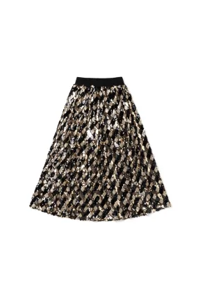 Sweat Wicking Liner SAMPLE - Sequin Party Skirt - Black & Gold