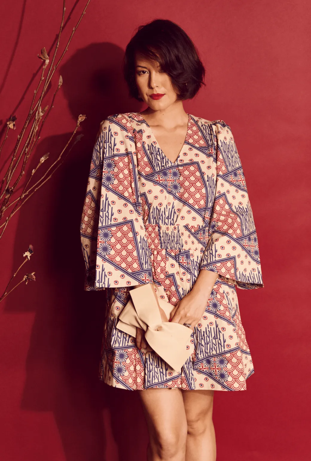 Durable Hemming SAMPLE - Smocked MINI Skirt - Indigo Circles