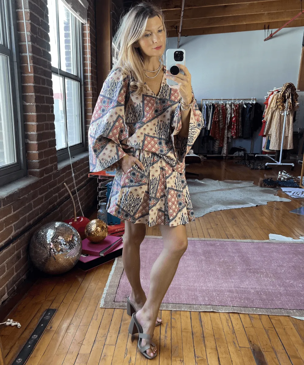 LightweightWeave SAMPLE - Smocked MINI Skirt - Indigo Circles