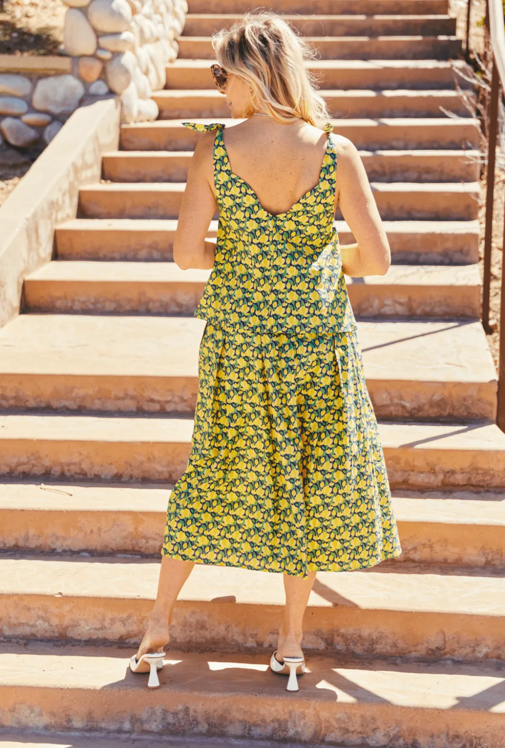 ExtendedSizeRange SAMPLE - Smocked Waist MIDI Skirt - Yellow Tulip