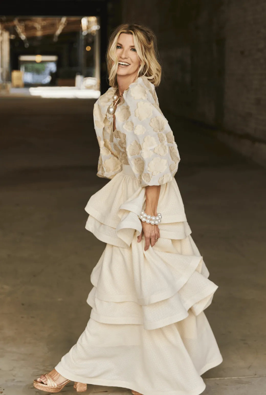 SAMPLE - Teagan Tiered Skirt - Ivory Lounge-friendly