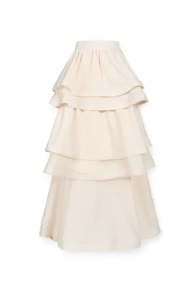SAMPLE - Teagan Tiered Skirt - Ivory Tagless Labeling Quick Access Pockets