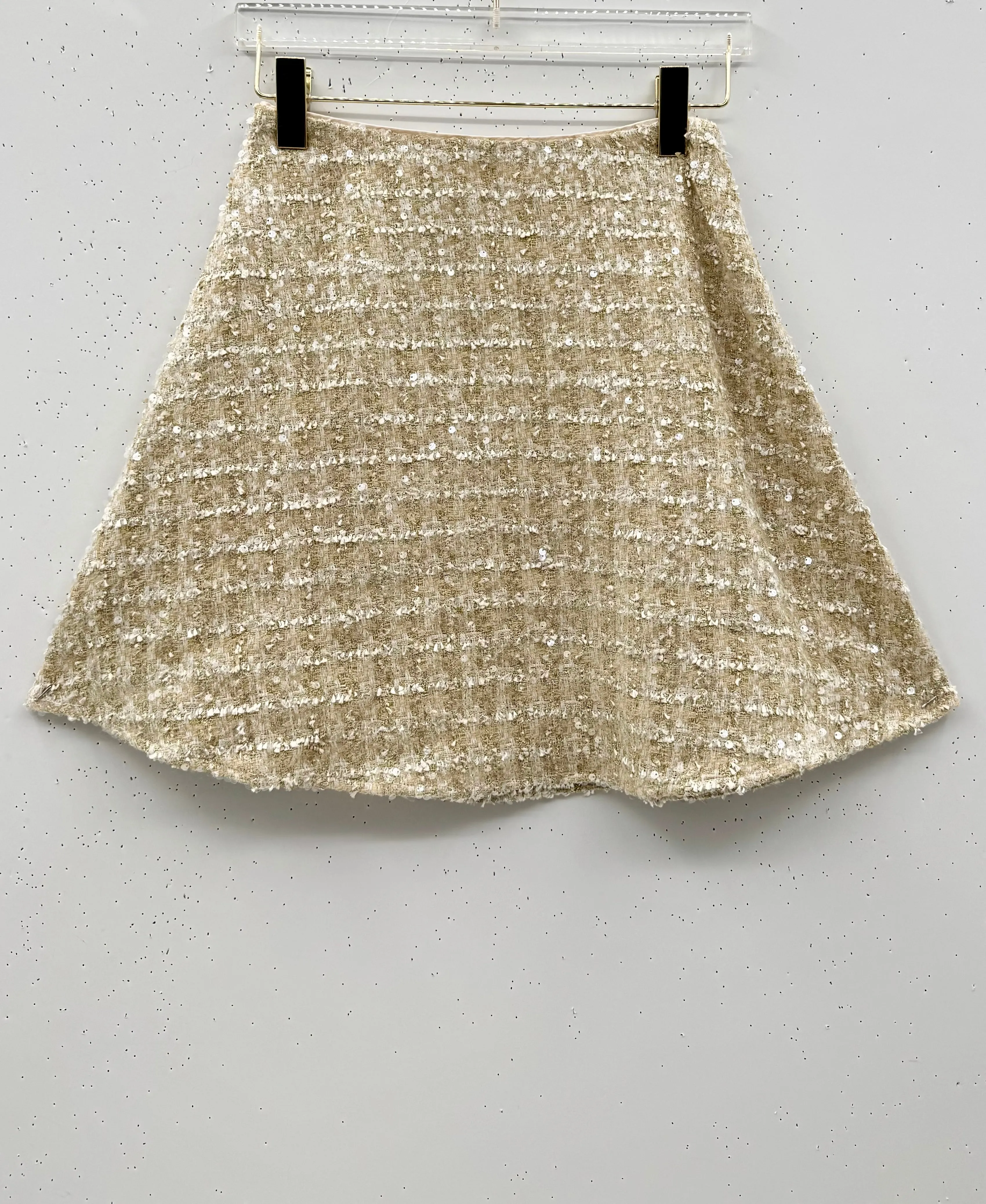 High-waisted fit SAMPLE - The Laura Mini - Ivory Sequin Twinkle Tweed