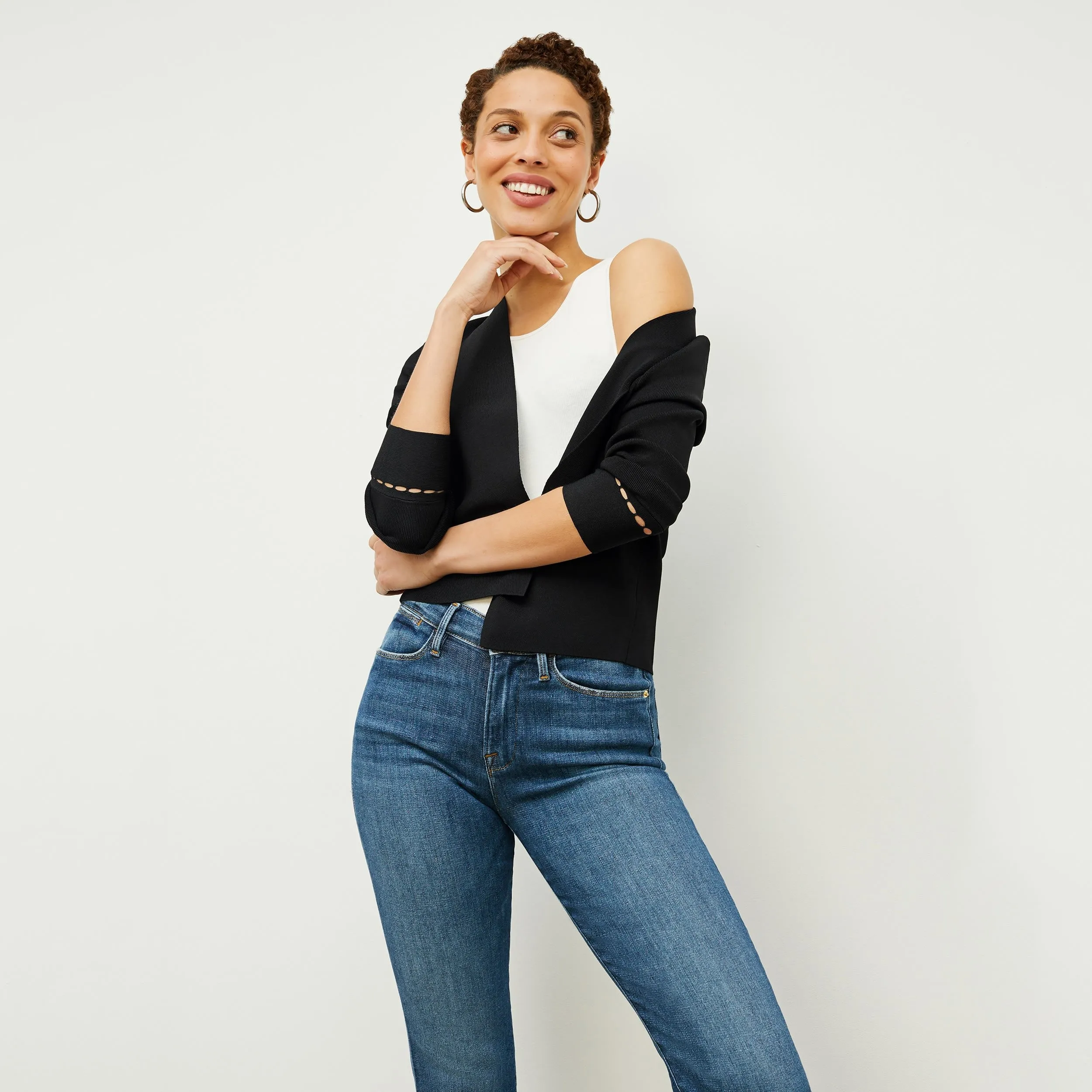 Sustainable Material Blend Classic Style Sant Ambroeus Jardigan :: Black