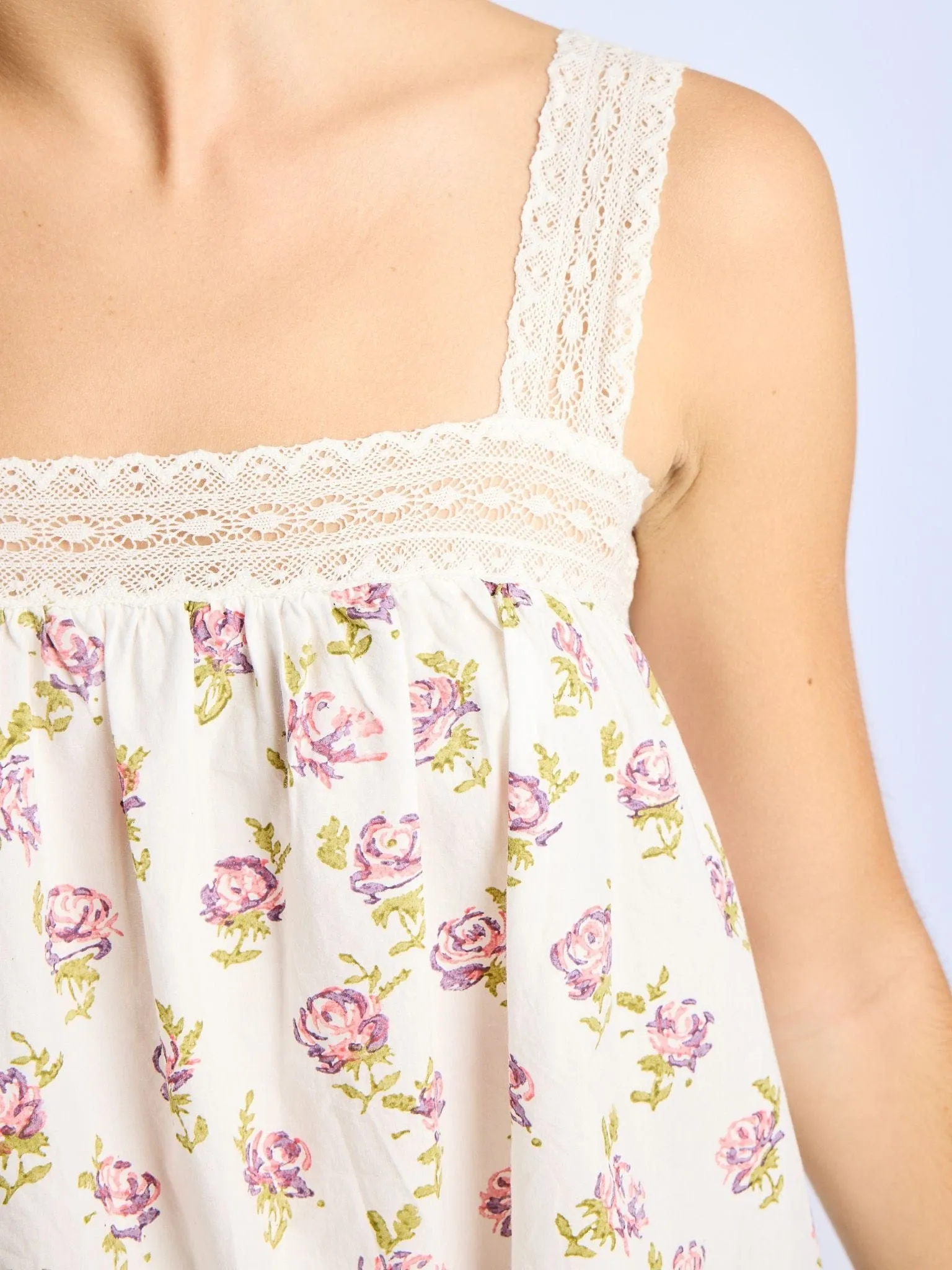 AntiStaticTreatment Sasha Top in Rose Block Print