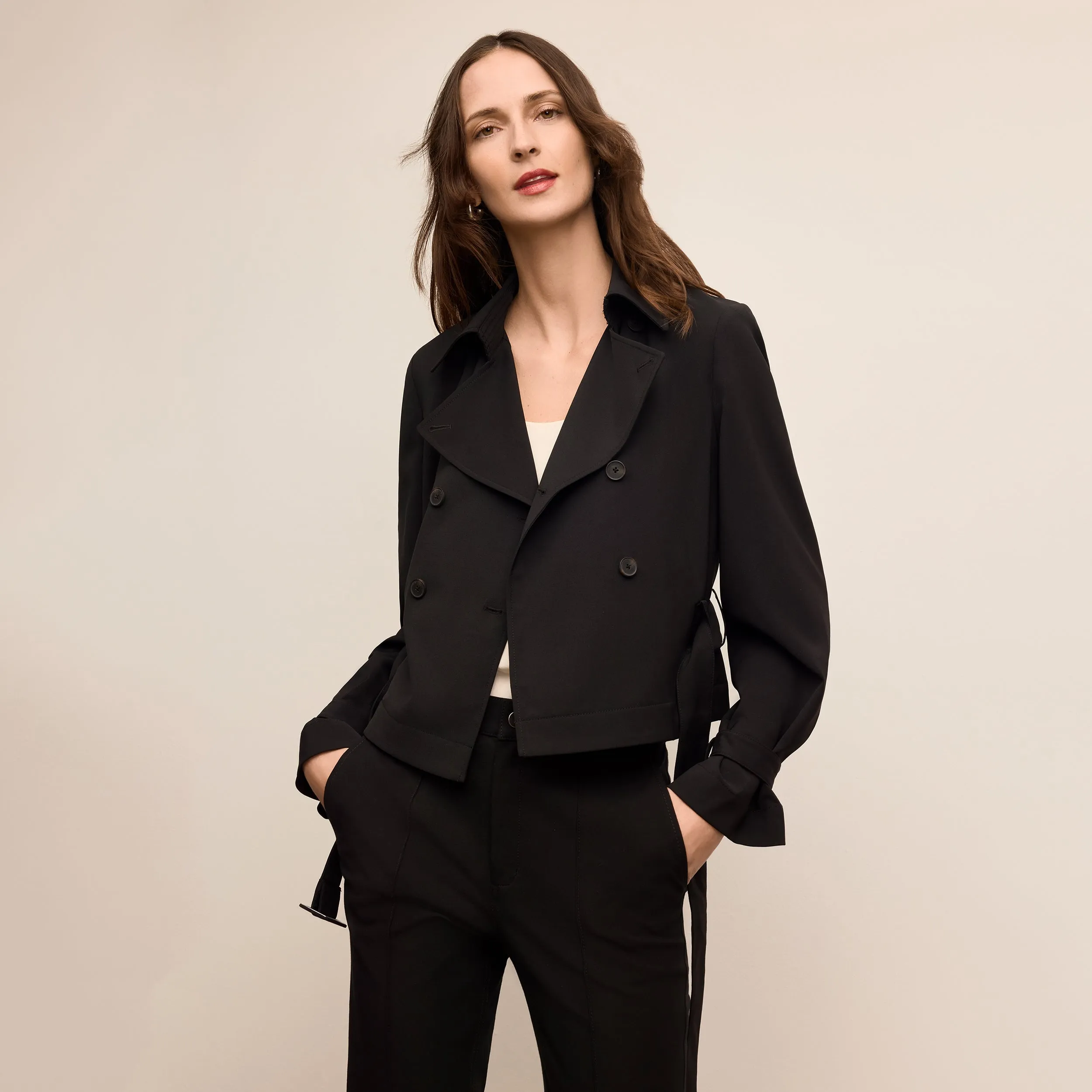 Double Stitch Seams Heavy Duty Zippers Scotte Moto Trench Jacket - Air Twill :: Black