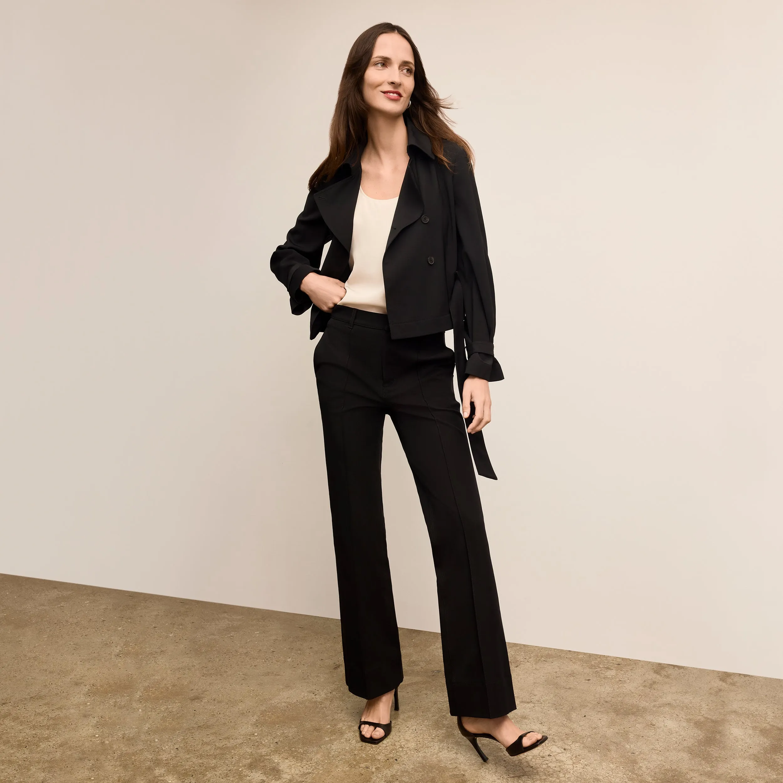 Scotte Moto Trench Jacket - Air Twill :: Black Weatherproof Seams