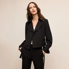 Scotte Moto Trench Jacket - Air Twill :: Black Printed T-shirt Oversized Collar