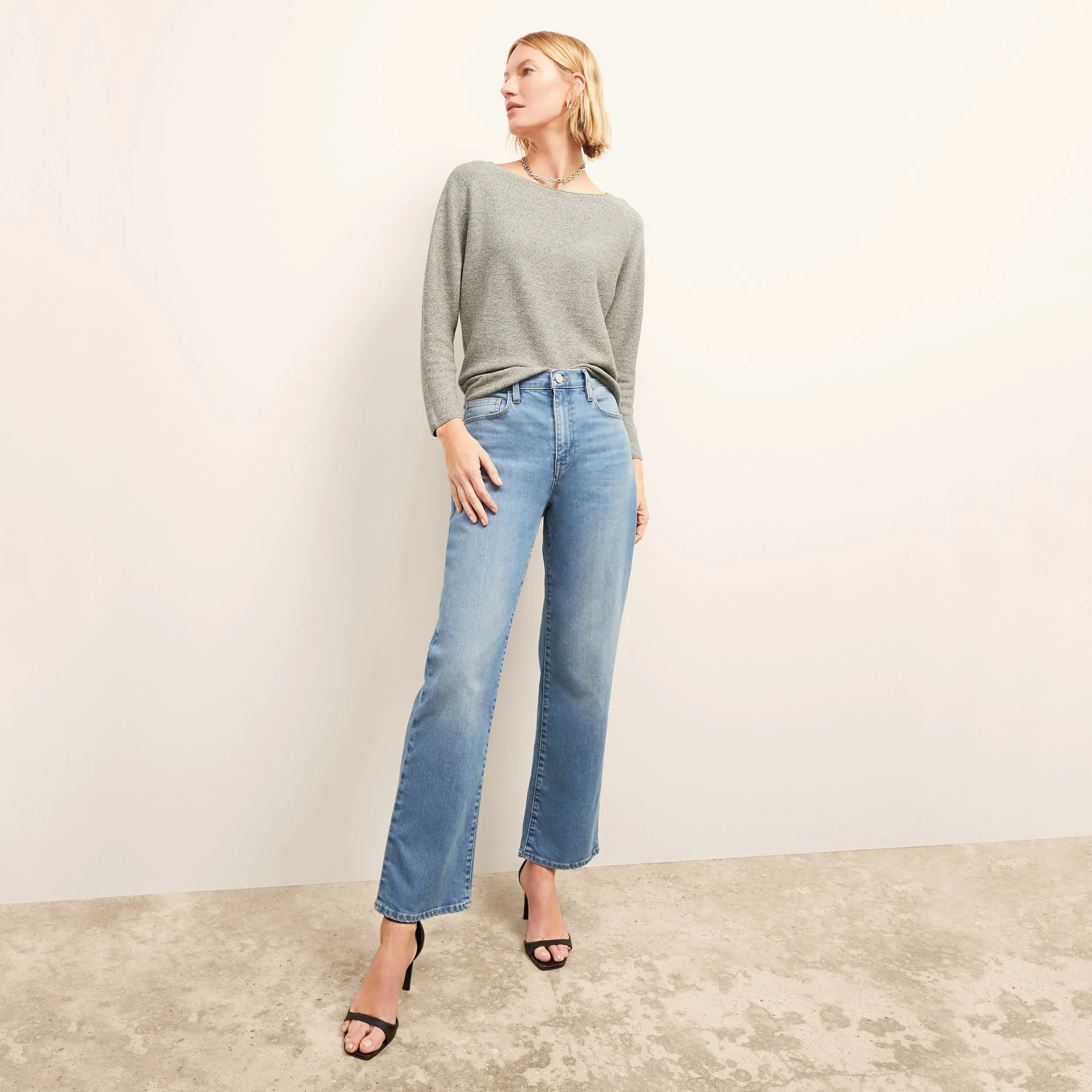 Street Style Chadwick Sweater - Flat Cotton Knit :: Gray Melange