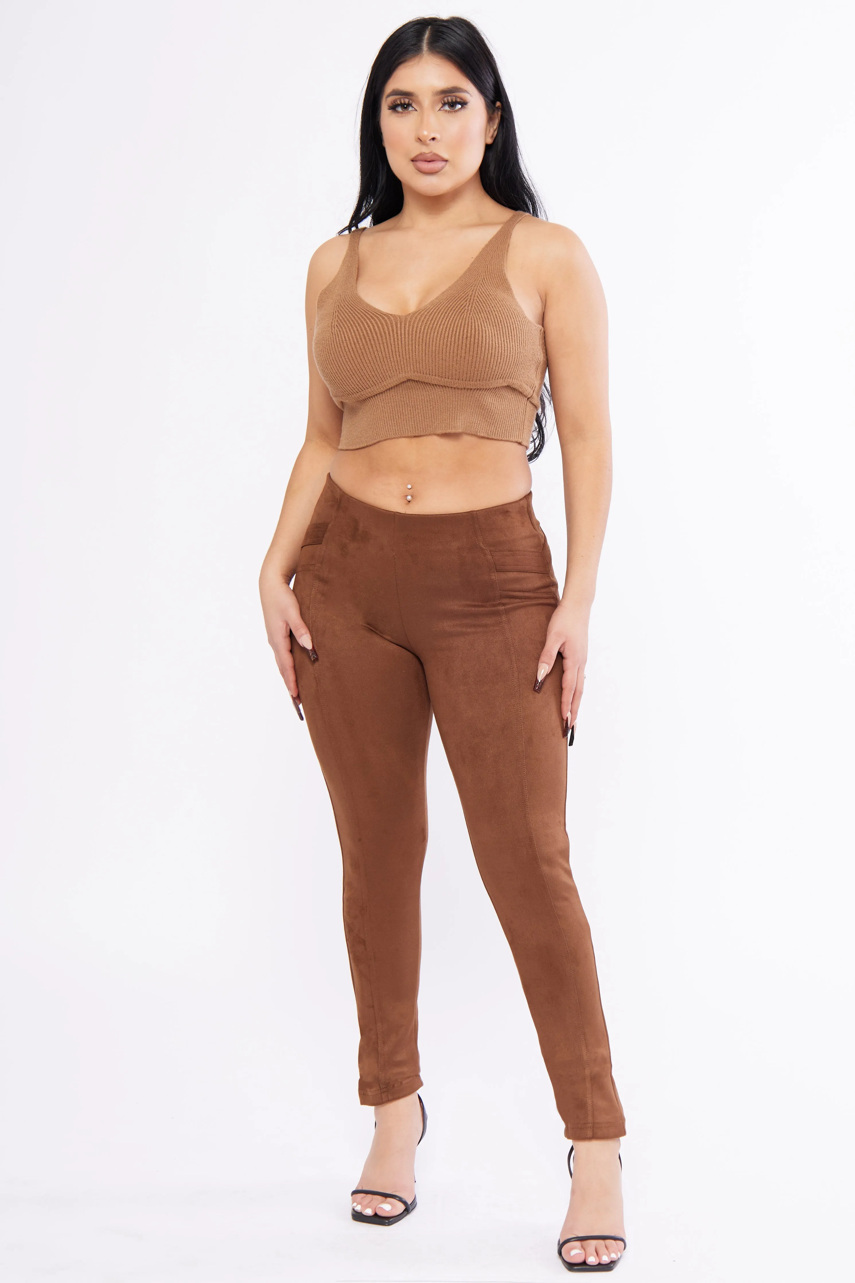 Seamed Suede Skinny Legging Silky Soft