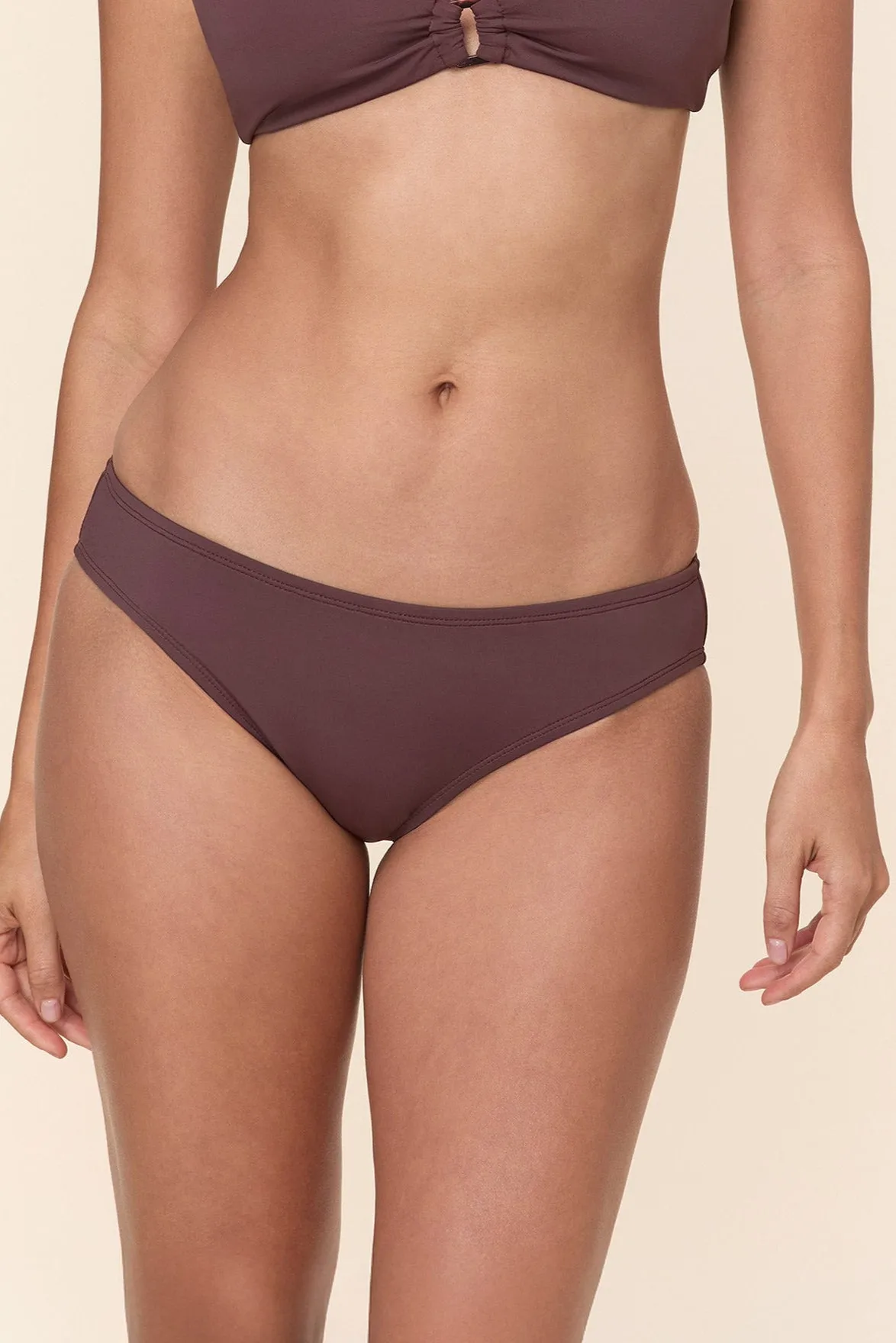 Four Way Stretch UV Protection Fabric The Classic Bikini Bottom - Eco Nylon - Mink