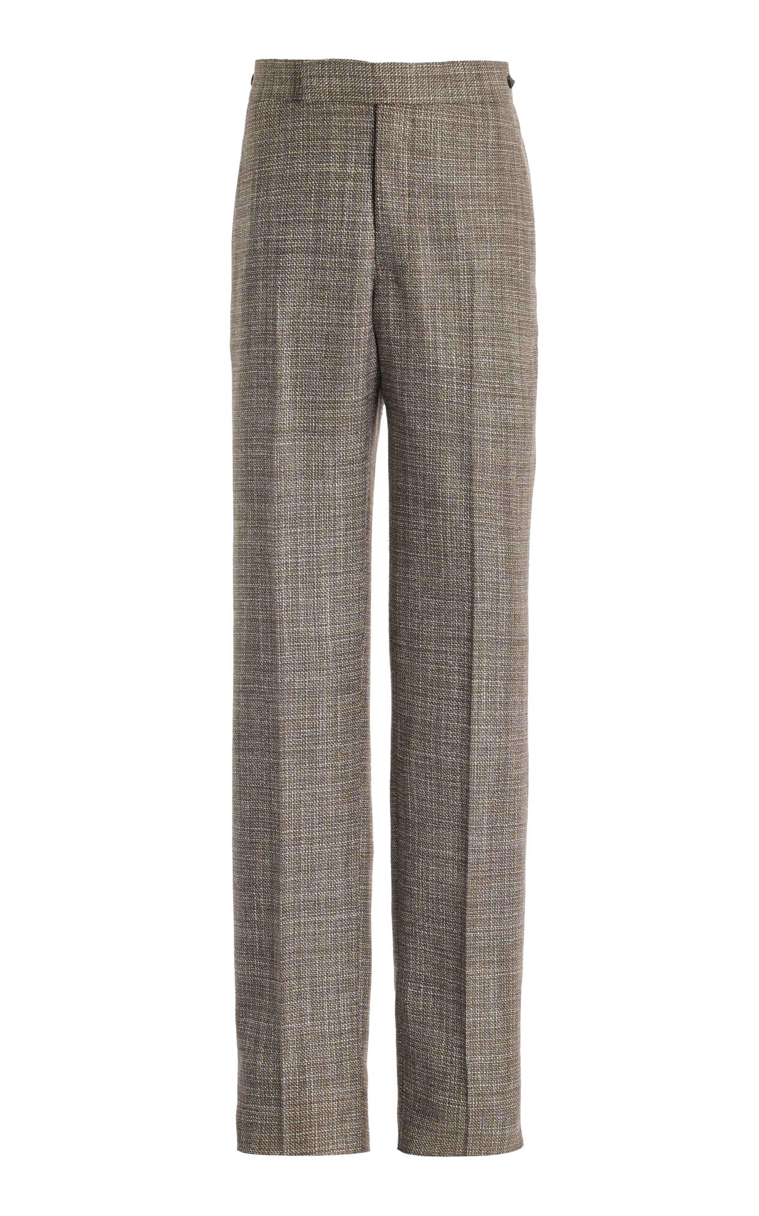Sebastian Pant in Chocolate Virgin Wool Tweed Flexible Shoulder Design