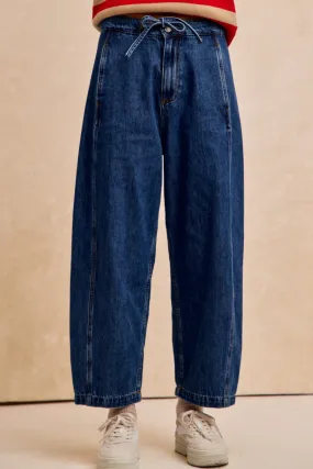 IB1861S-01 | HIGH WAISTED DRAWSTRING JEANS Quilted Pattern