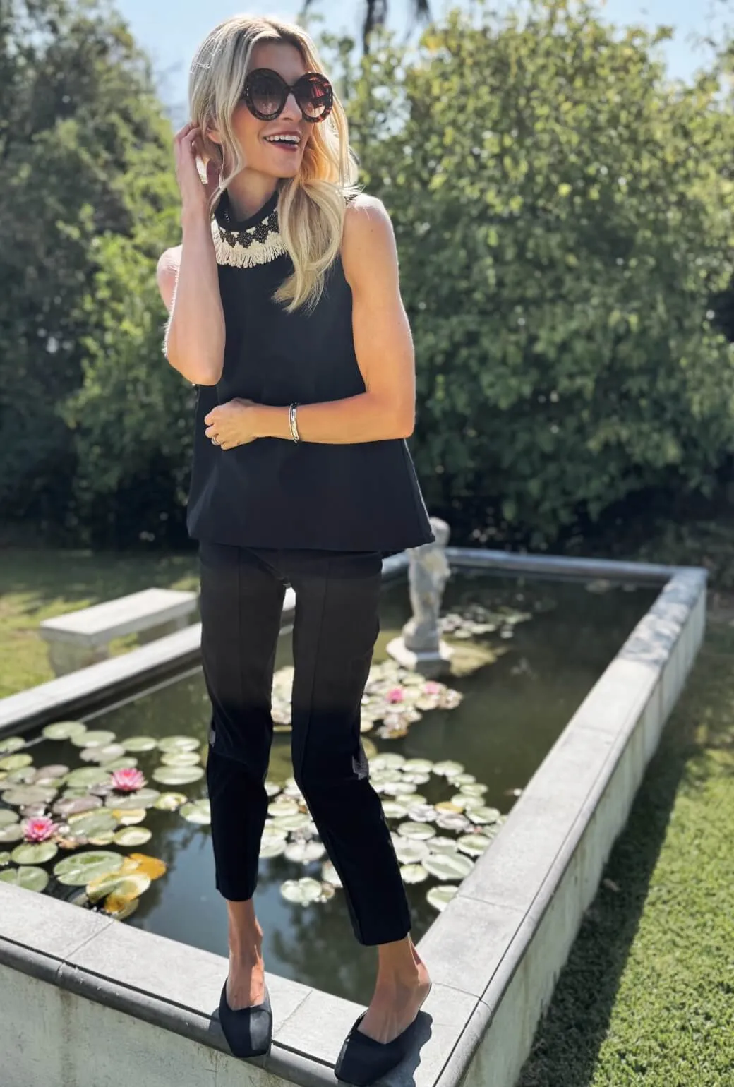 Mod Top - Black with Ivory Fringe EthicallySourcedMaterial