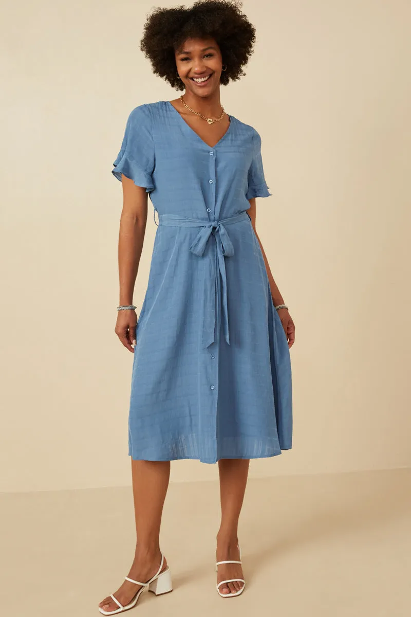 Smart Layering Semi Shine Shadow Strip Tulip Sleeve Dress