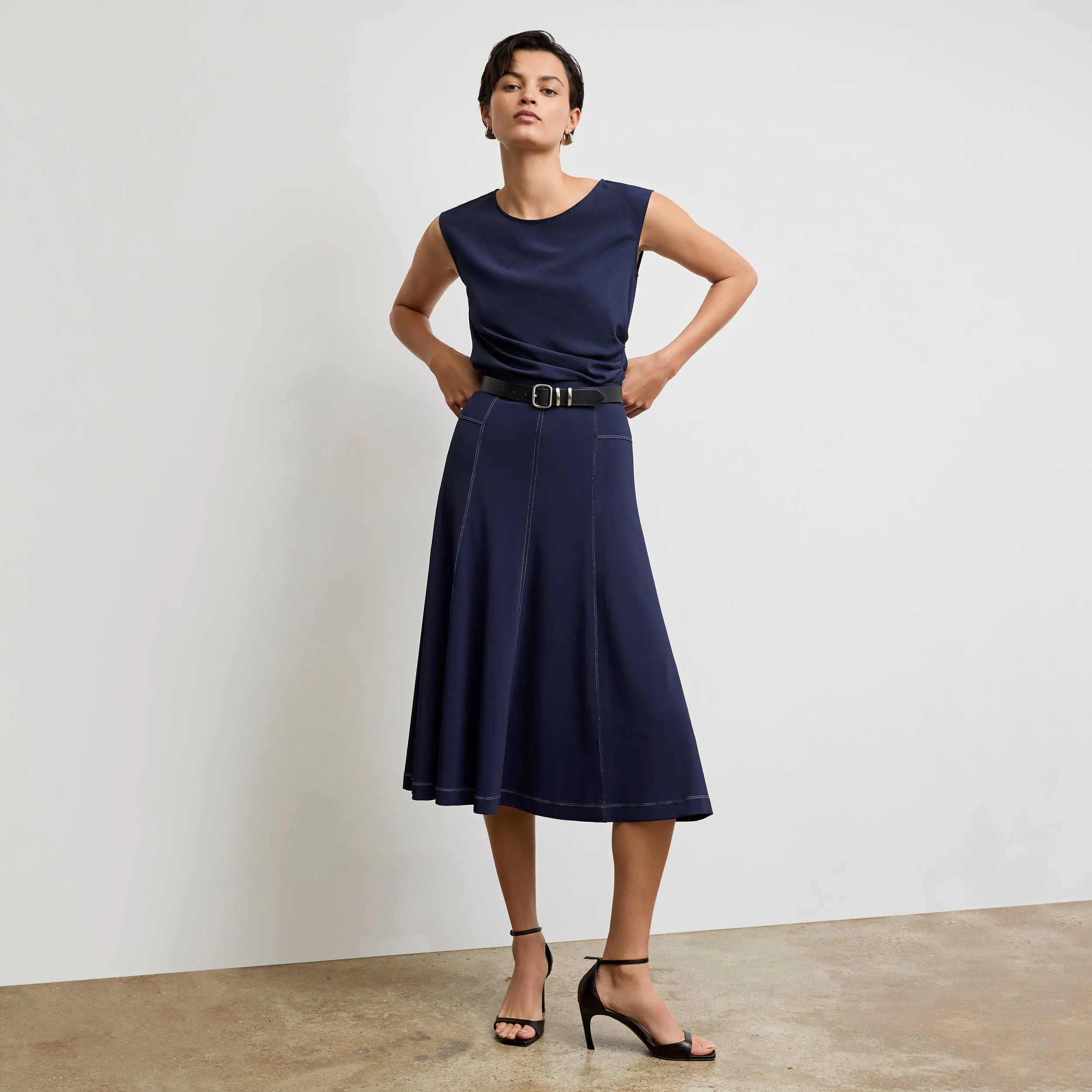 Shannon Twirl Skirt - Italian Jersey :: Soft Navy Cozy Movement Weekend Ready
