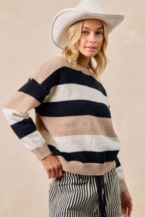 IT4710-01P | COLOR BLOCK STRIPED SWEATER TOP Eco Conscious Production