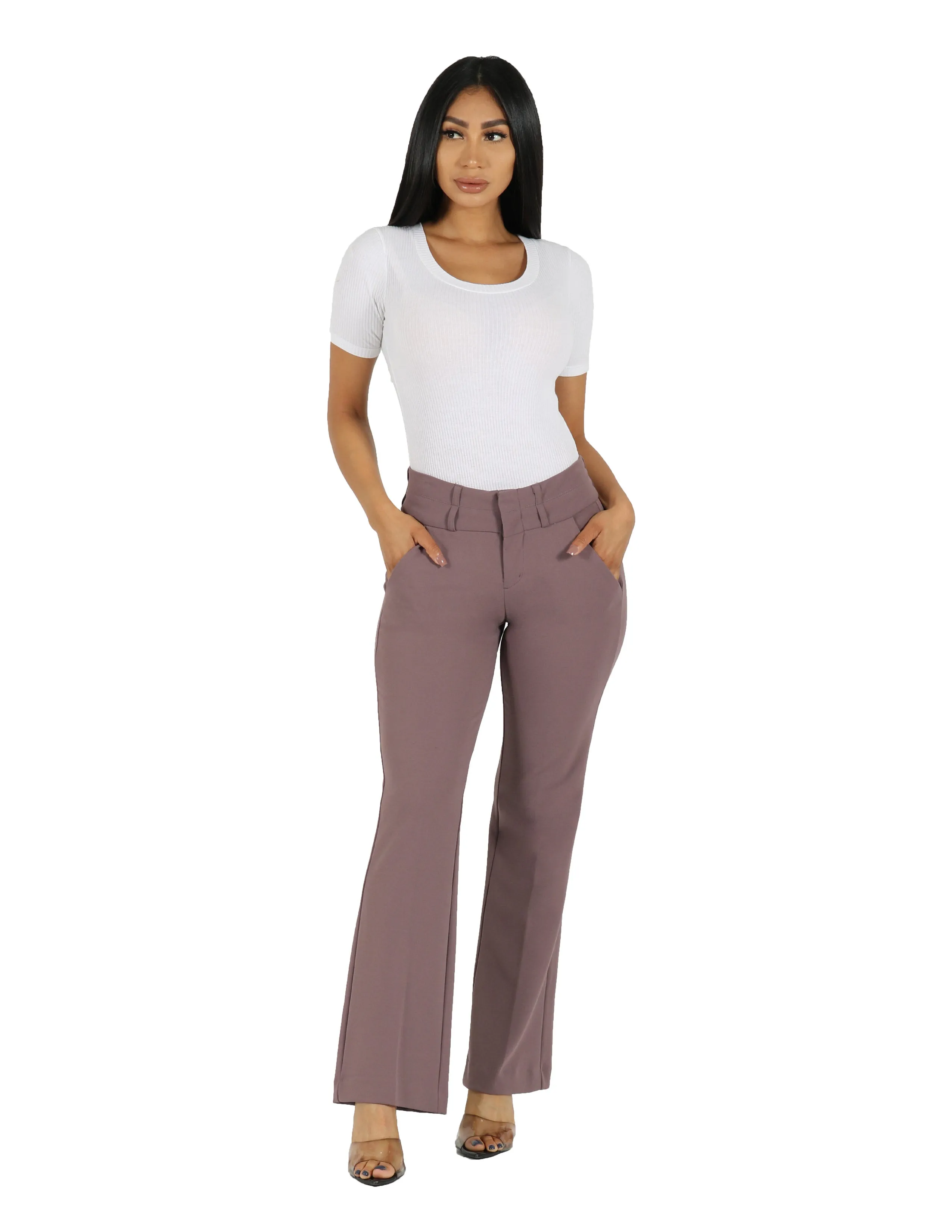 She's Got It Knit Crepe Wide Double Waistband Solid Trouser Rubberized grip Organic Cotton