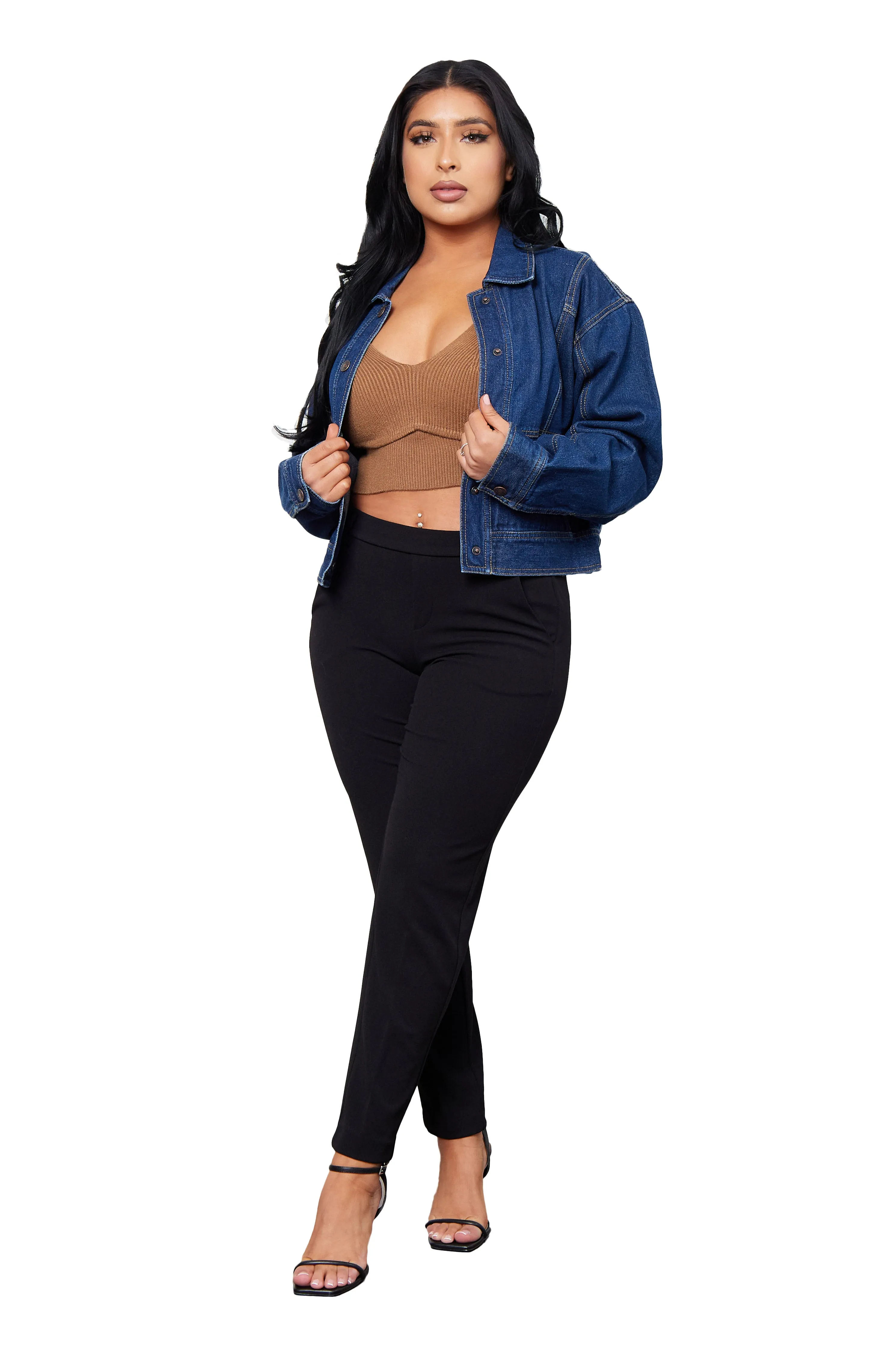 Short Jean Jacket with Tucks NonIrritatingLining Winter Layering Piece