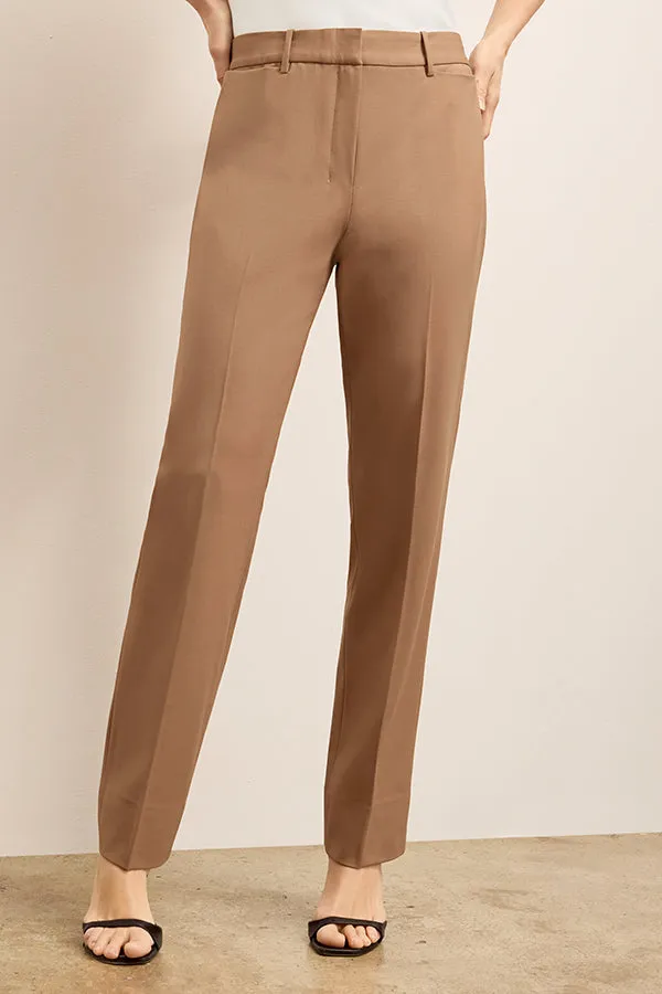 Reinforced Hems Smith Straight Trouser - Washable Wool Twill :: Saddle