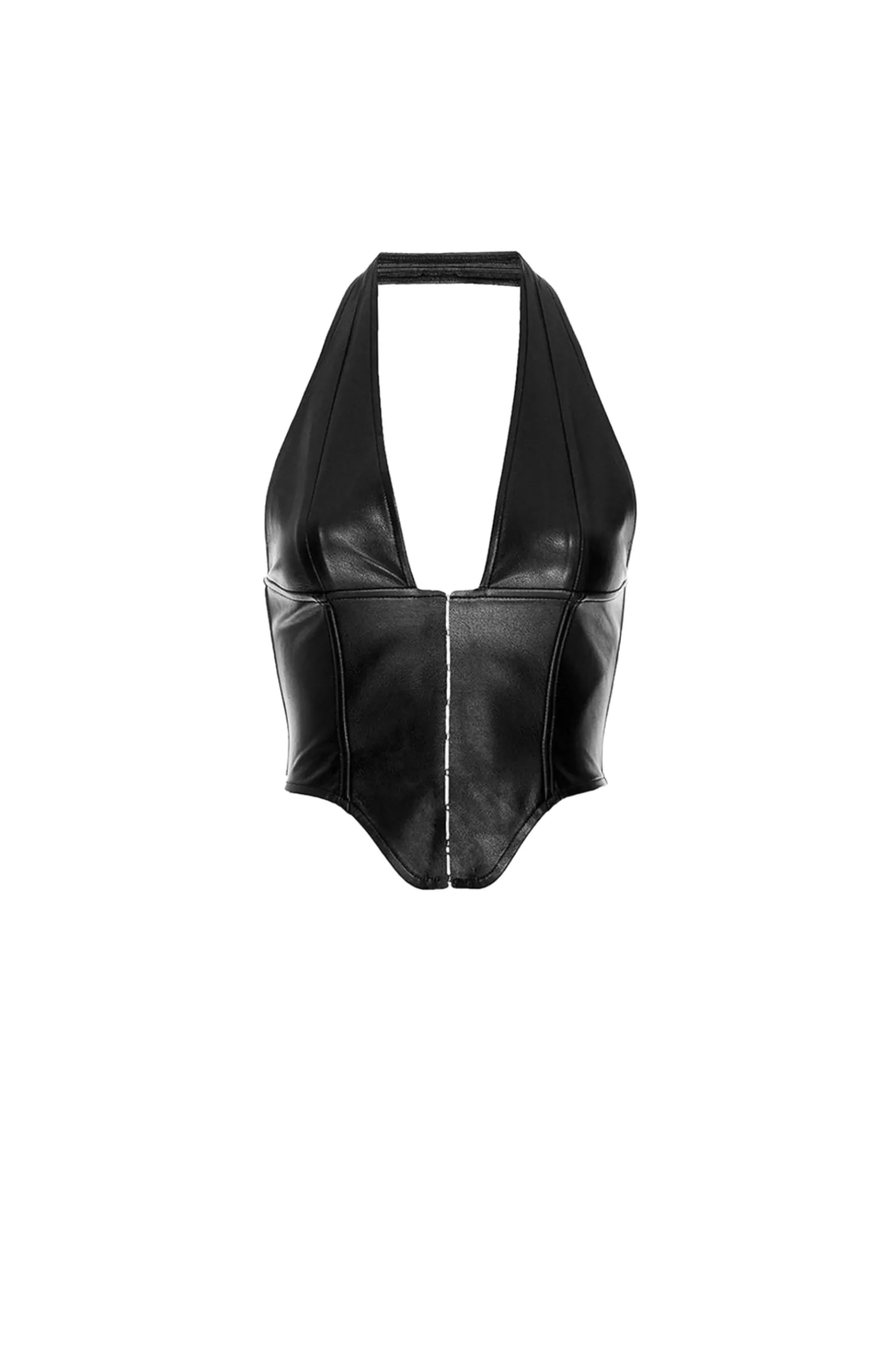 Reflective Accent Trim Snag Resistant Surface MARA CORSET - BLACK VEGAN LEATHER