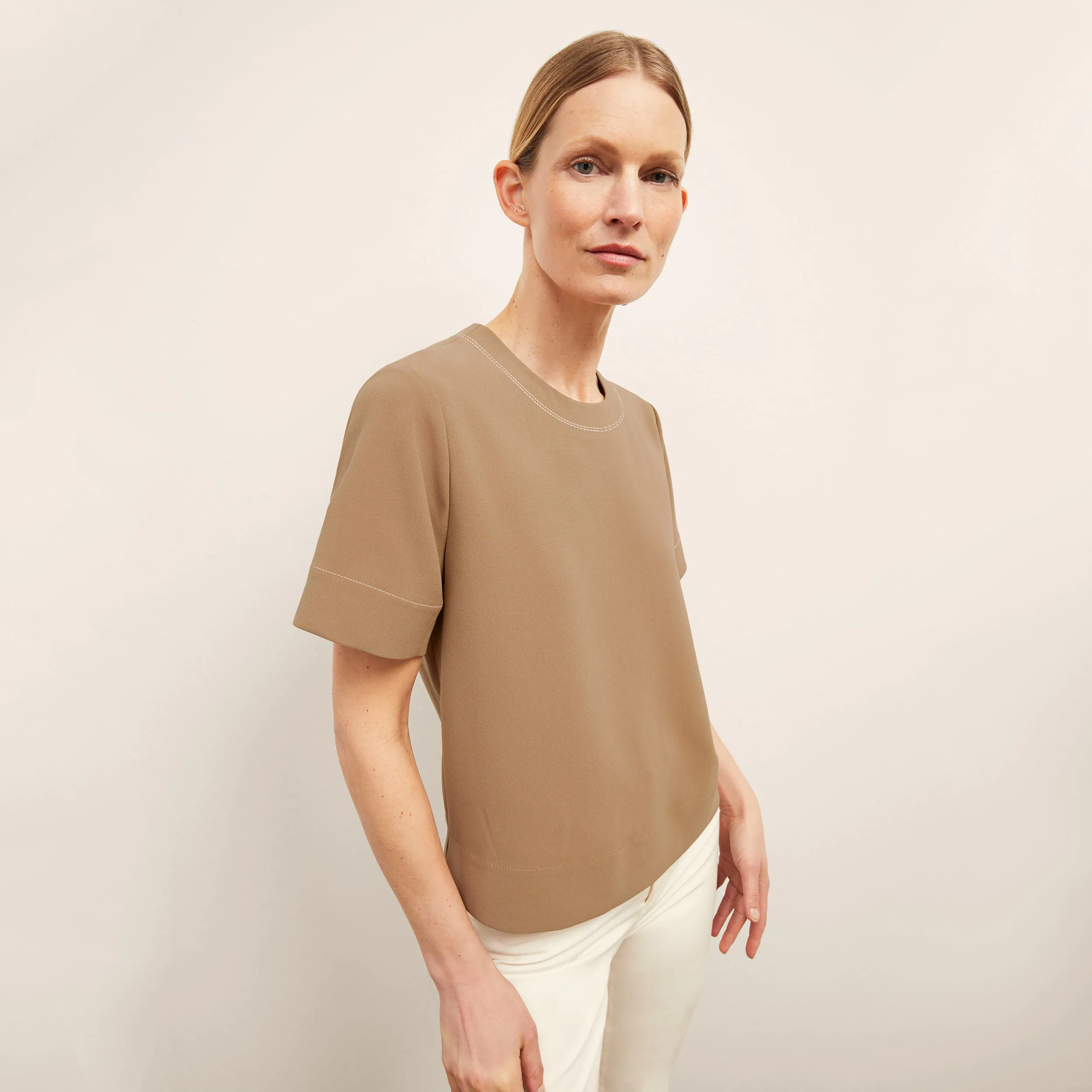 Reinforced Stress Points LightReflectiveTrim Annika Tee - Everyday Crepe :: Light Saddle