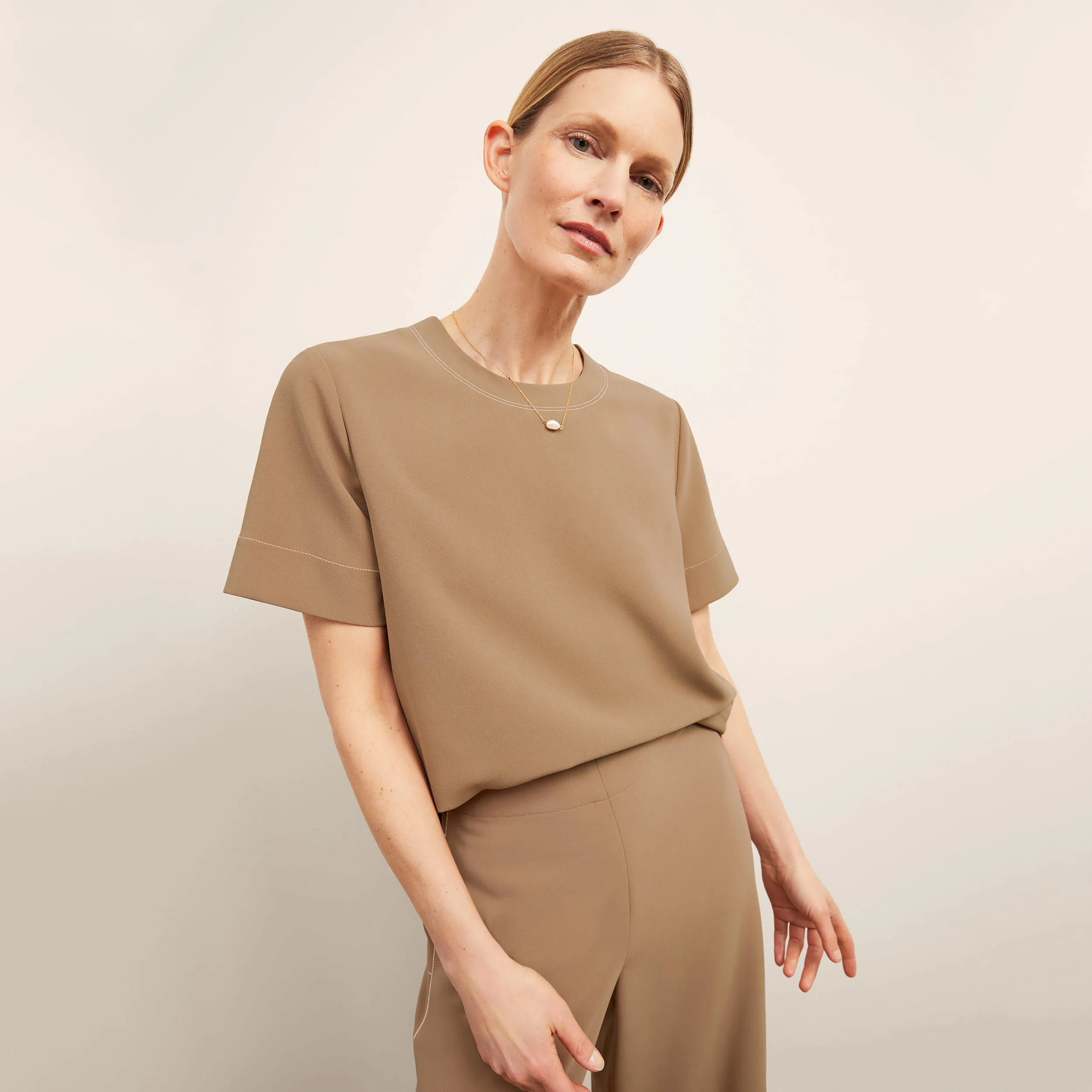 Annika Tee - Everyday Crepe :: Light Saddle Comfortable Cotton