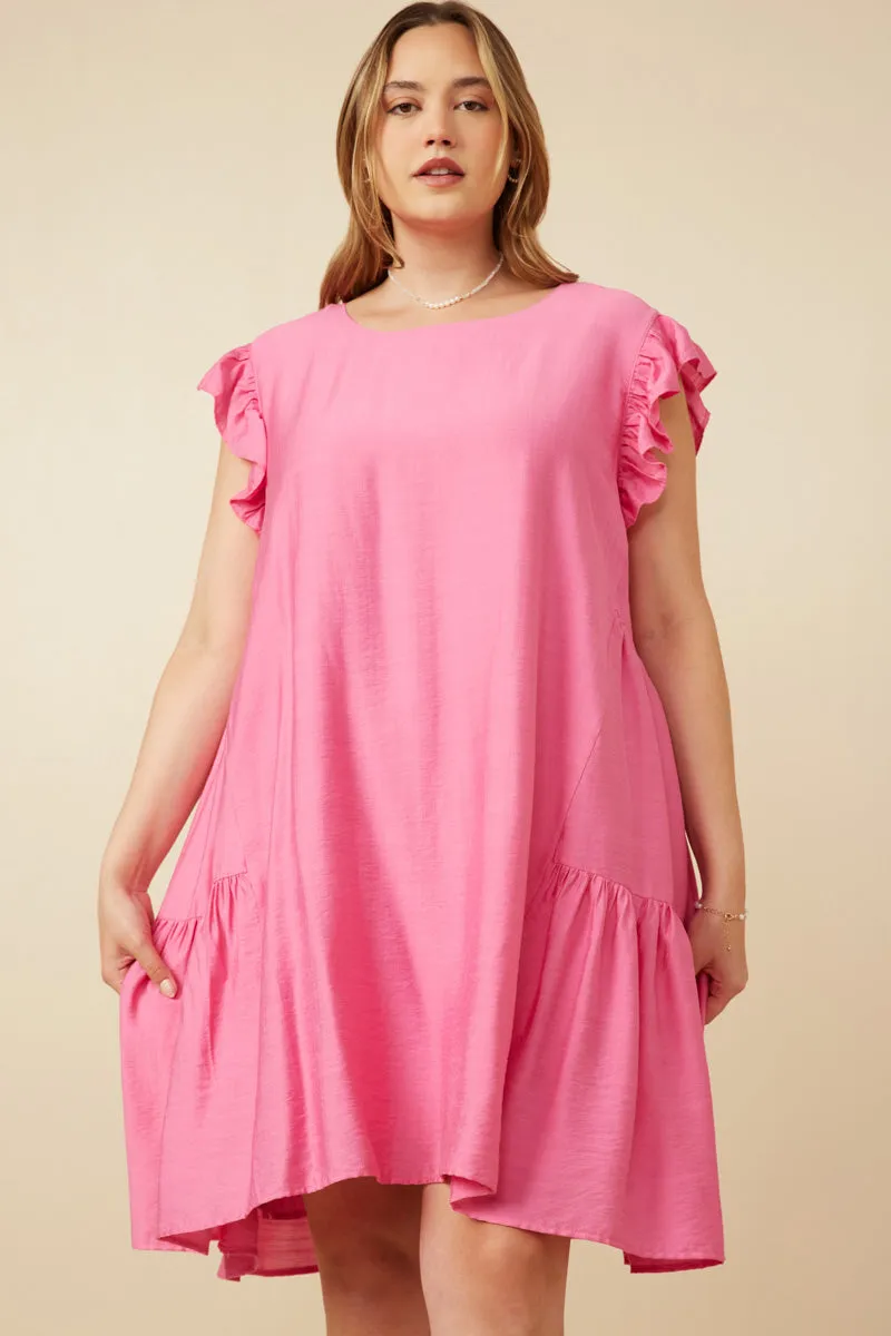 Side Panel Detailed Ruffle Sleeve Dress Mid layer