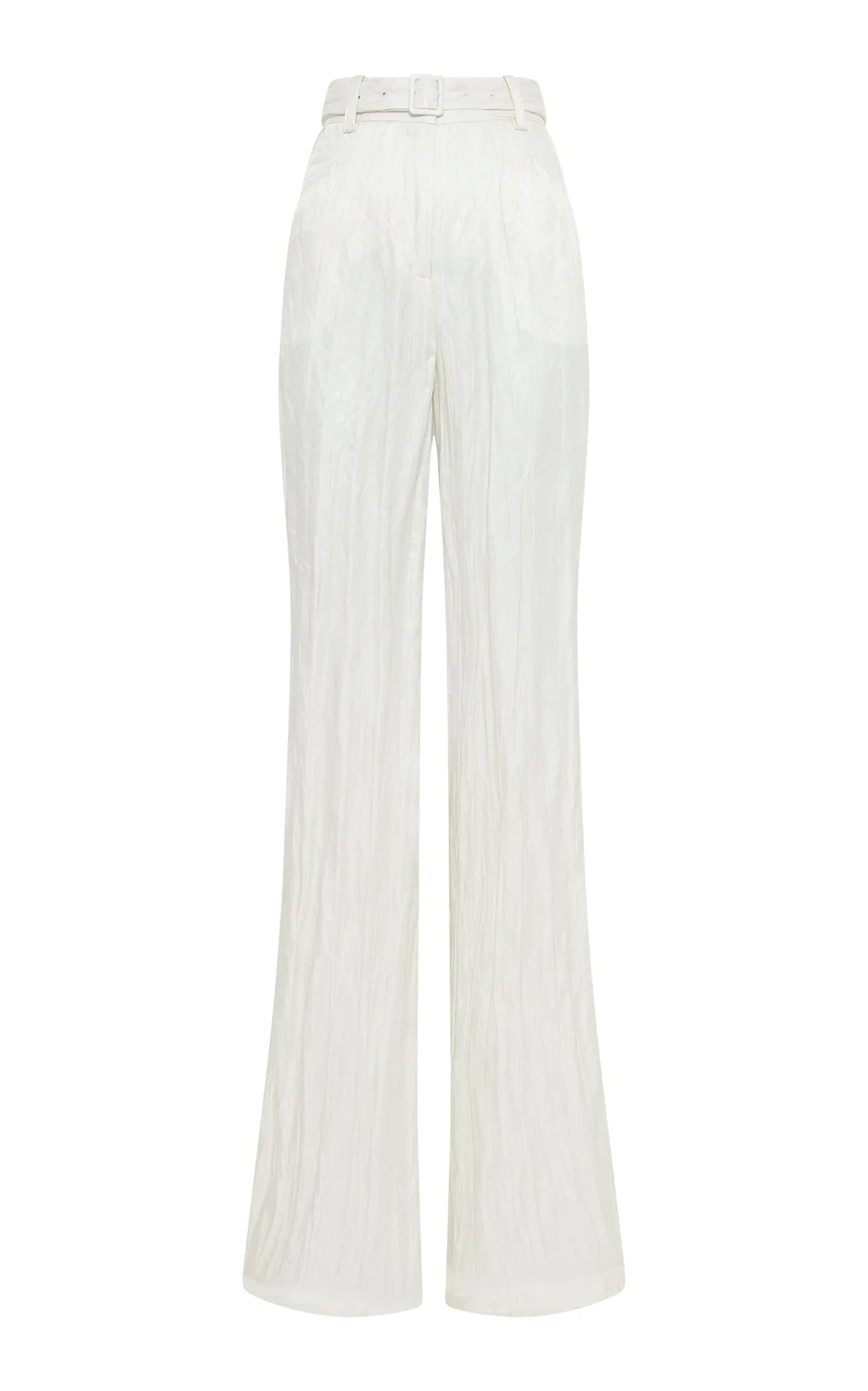 Norman Wide-Leg Pant in Ivory Metallic Crinkled Silk Wicking Inner Lining