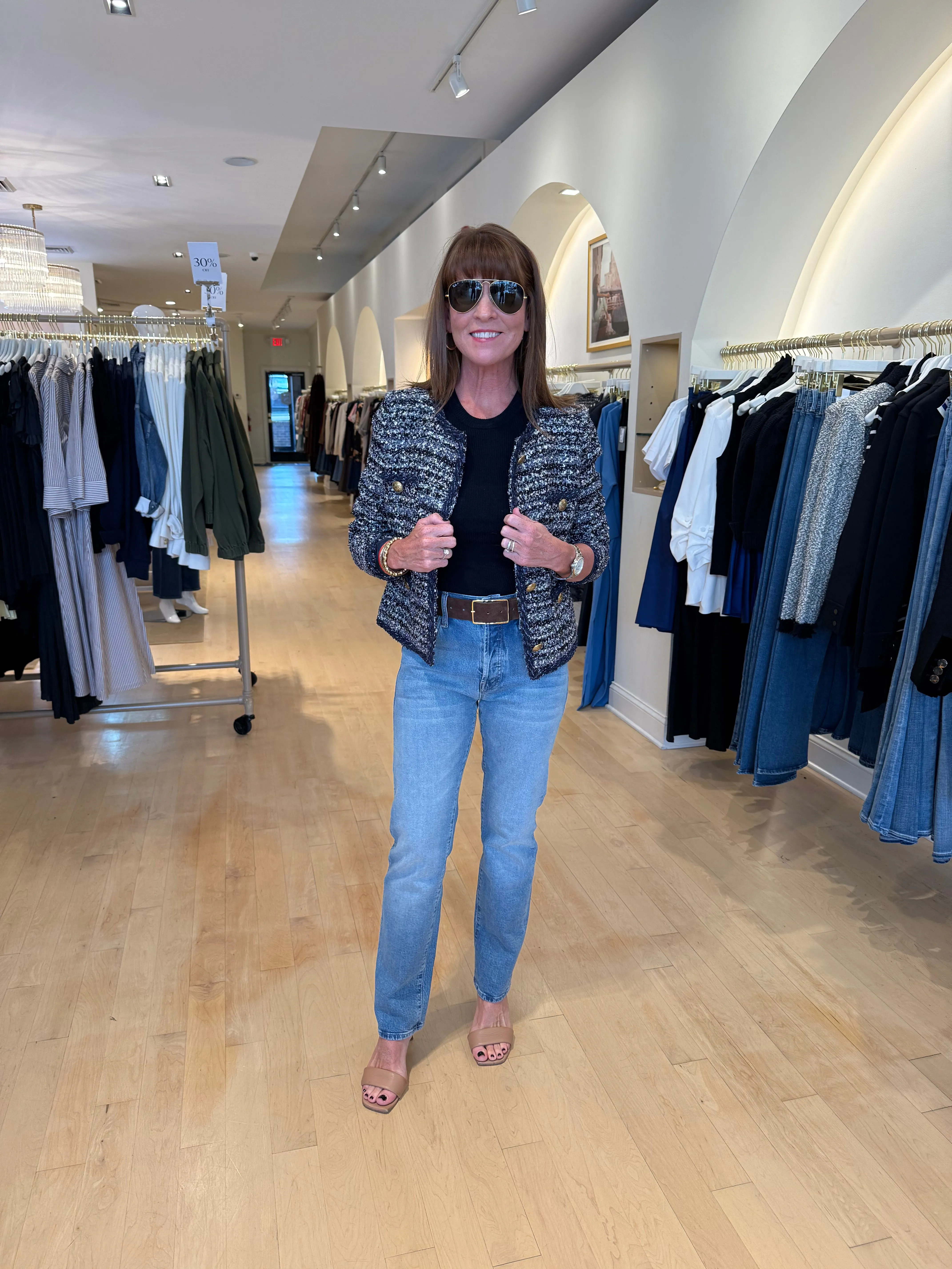 WEILL TWEED JACKET Flatlock Seam Technology Simple Pullover