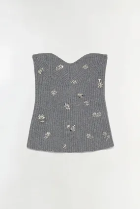 SIMKHAI WAVERLIE EMBELLISHED KNIT TUBE TOP MultiPocket Configuration Quick Dry Fabric