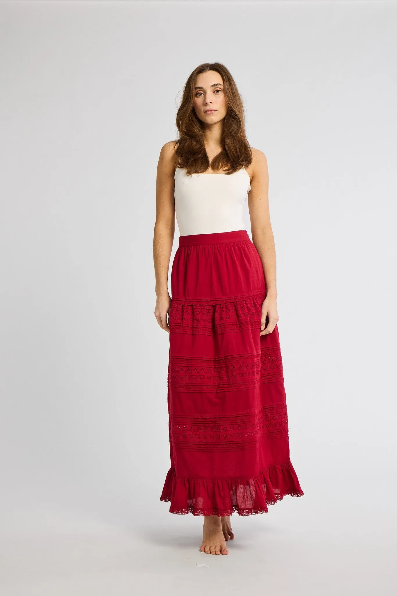 Leni Skirt in Cherry Lace Lightweight Fabric Daily Mood