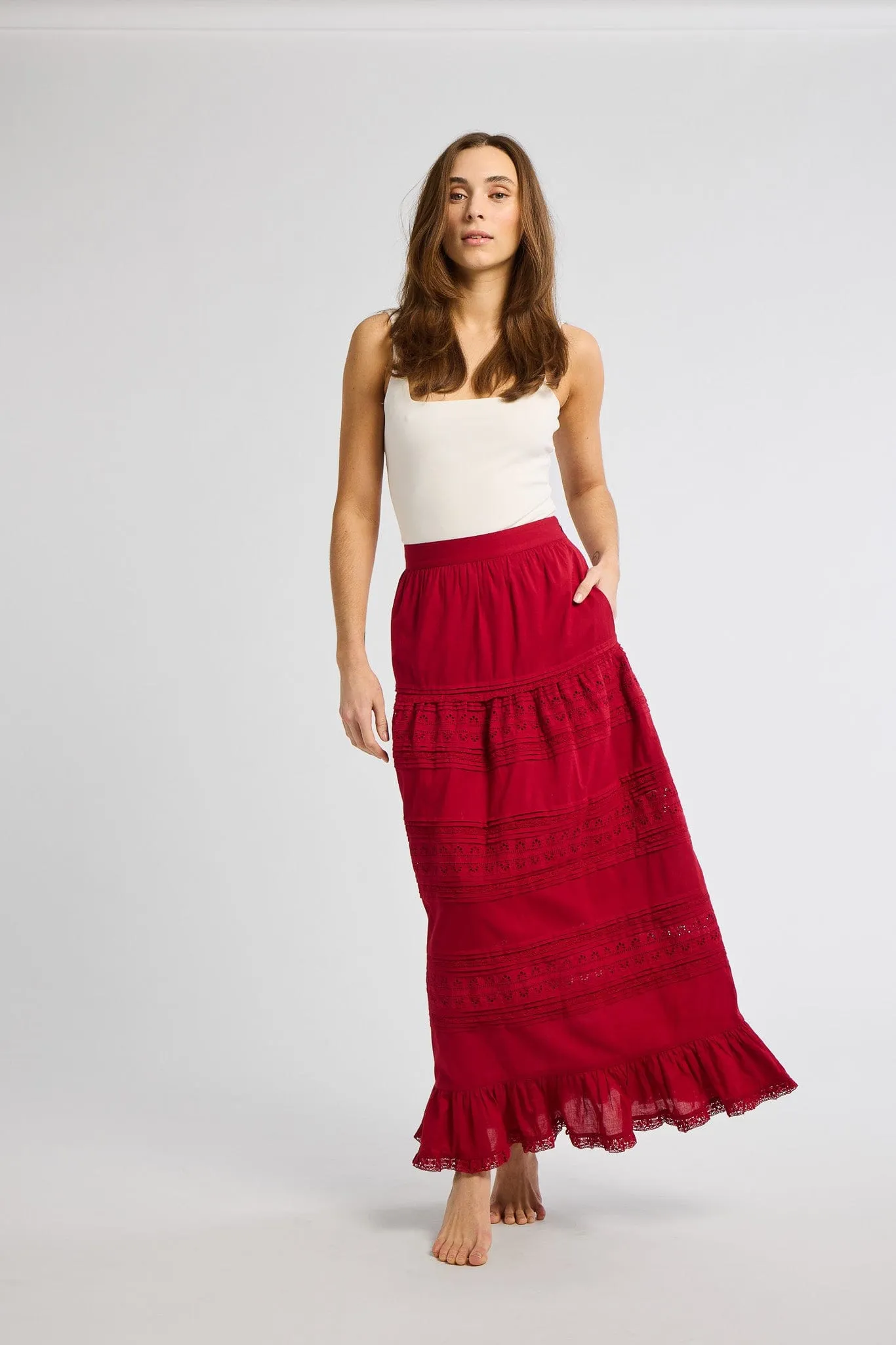 light colors Leni Skirt in Cherry Lace