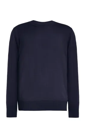 Modern Layer Palco Knit Crewneck in Navy Merino Wool